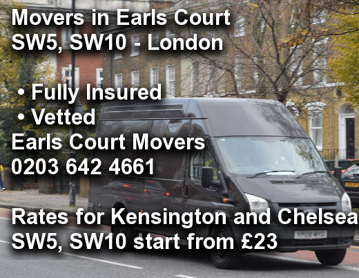 Movers in Earls Court SW5, SW10, Kensington and Chelsea